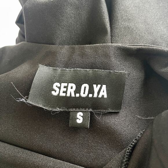 SER.O.YA Midi Length Strappy Bodycon Dress Black Size Small Sample - Picture 6 of 8